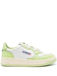 avocado green/white calf suede colour-block panelled design tonal stitching round toe perforated toebox logo patch to the side logo patch at the tongue branded heel counter padded ankle branded leather insole French terry lining logo at the sole flat rubber sole front lace-up fastening This piece comes complete with a protective dust bag. Green Leather Lace-up High-top Sneakers, Green High-top Sneakers With Medium Fit, Green High-top Sneakers Medium Fit, Green High-top Sneakers, Green Leather Sneakers For Sports, Green Lace-up High-top Sneakers With Perforations, Green High-top Sneakers With Logo Patch, Green Leather High-top Sneakers For Sports, Casual Green Sneakers With Embossed Logo