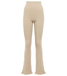 Exclusive to Mytheresa. These pants are a part of Victoria Beckham's exclusive capsule, a collection of laid-back styles for dinner parties and soirees. They're made from a ribbed-knit wool and cashmere-blend with a high waist and flared, split cuffs. Style with the matching beige sweater. | Victoria Beckham Exclusive to Mytheresa - Ribbed-knit wool-blend flared pants Mohair Pants, Blush Pants, Knitted Trousers, Tapered Trousers, Flared Pants, Beige Sweater, Laid Back Style, Cropped Trousers, Knit Pants