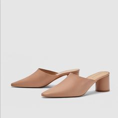 New With Tag. Upper: 100% Sheep Leather (Super Soft). Size: Us 6.5/ Eur 37. Chic Beige Mules With Stacked Heel, Chic Beige Low Heel Mules, Chic Brown Pointed Toe Mules, Elegant Beige Mules With Stacked Heel, Elegant Brown Mules For Spring, Beige Leather Pointed Toe Mules, Classic Brown Mules With Padded Heel, Classic Beige Pointed Toe Mules, Beige Leather Mules For Office