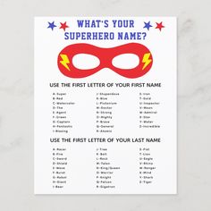 a printable superhero name game for kids