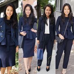 Nothing beats a navy suit. Here are 4 of the many navy combinations that I wear to work when I’m in court or have those all important… Interview Outfit Skirt, Interview Clothes, Navy Suits, Carla Zampatti, Corporate Fashion, Scanlan Theodore, Corporate Style, Corporate Outfits, Navy Suit