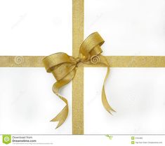 a gold ribbon with a bow on white background