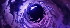 the inside of a circular object with blue and purple paint on it's walls