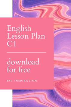 the english lesson plan is shown with pink and purple swirls on it's cover