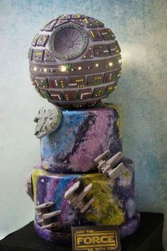 a cake made to look like a space station