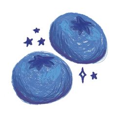 two blue donuts with stars on them are drawn in colored crayon pencils