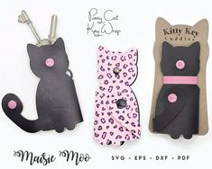 Pussy Cat Key Wrap - Maisie Moo Faux Leather Keychain Cricut Svg, Faux Leather Crafts Free Pattern, Faux Leather Projects Ideas, Faux Leather Crafts, Sewing Practice, Svg Keychain, Leather Fob, Art Stencils, Cat Key