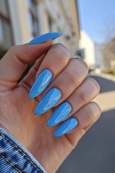 40+ Blue Nails Ideas to Make Your Outfits Pop This Spring & Summer - Flo's Blog Cute Blue Nail Designs, Cute Blue Nails