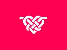 two intertwined hearts on a pink background