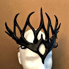 "Adjustable Leather Crown for RenFaire or CosPlay ♥ Waterproofed ♥ Optional Swarovski crystals ORDER ANY COLOR - Shown in matte finish 10\" x 12\" (widest and highest points) Great CosPlay accessory for Elf King, Evil Queen, Sorceress, or villian. Wear for Renaissance Faire Queen or Princess costume! CosPlay as an Evil Fairy Queen, RolePlay as an evil Master or Dominatrix! ADJUSTABLE: Secured with crisscrossed cord ties in the back of the crown, similar to how a bodice is laced, provides adjusta Amazon Warrior Costume, Evil Fairy, Fantasy Crown, Elf King, Leather Crown, Crown Headpiece, Warrior Costume, Festival Costume, Night Elf