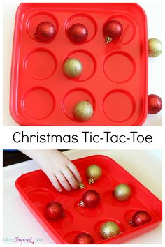 christmas tic - tac - toe is an easy activity for toddlers to make their own ornaments