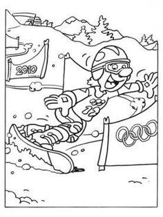 a coloring page for the olympics with an image of a skier skiing down a hill