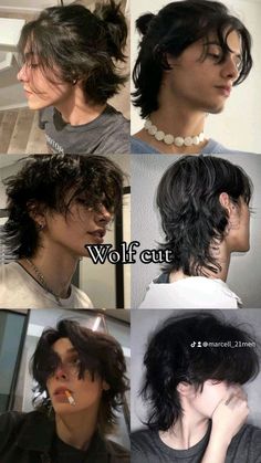 Edgy Men Hairstyles, Edgy Hair Men, Wolf Haircut Men, Wolf Cut Men, Trans Boy Haircut, Haircut Wolf, Haircut Options, French Crop, Long Wolf Cut