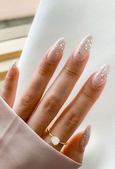 Nails Sparkly, Glitter Tips, Engagement Nails, Graduation Nails, Nails Homecoming, Her Nails, Nails White, Bride Nails, Sparkly Nails