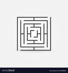 a square maze in the middle of a white wall with black lines on each side