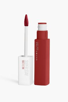 Lip Styles, Maybelline Superstay Matte Ink, Beige Lipstick, Kiss Proof Lipstick, Maybelline Cosmetics, Red Liquid Lipstick, Red Liquid, Red Lipstick Makeup, Bright Red Lipstick