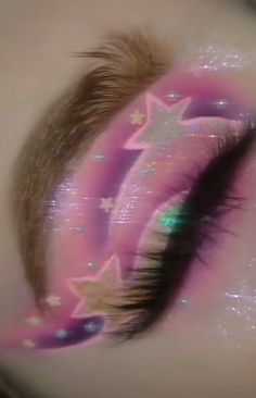 Big Makeup Looks, Purple Sparkle Makeup, Inside Out Makeup, Lisa Frank Makeup, Sailor Moon Makeup, Indie Makeup, Face Art Makeup