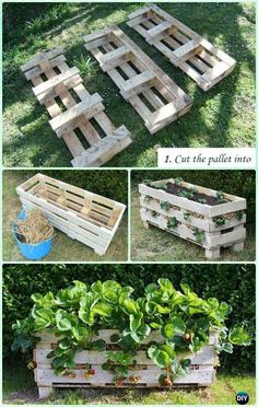 several different types of planters made out of wooden pallets