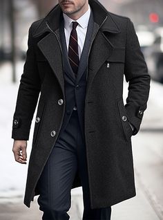 Coat Design For Men, Mens Black Coat, Long Coat For Men, Mens Pea Coat, Men Winter Coat, Mens Dress Coat, Men Trench Coat, Trench Coats For Men, Long Black Wool Coat