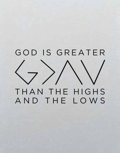 the words god is greater than the highs and the lows are written in black