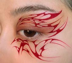 Alt Liner, Red Graphic Liner, Stylish Eyeliner, Funky Makeup, Red Eyeliner, Punk Makeup, Alt Makeup, Graphic Makeup, Graphic Eyeliner