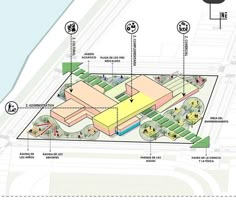 an architectural diagram shows the location of several buildings