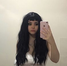 Baby Bangs Long Hair, Goth Hair, Alternative Makeup, Long Hair With Bangs, Long Black Hair, Hair Inspo Color