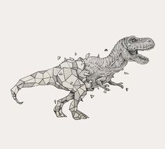 a drawing of a dinosaur with geometric shapes