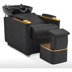 Item Description: This shampoo station chair features a classic black and gold color scheme, showing an air of nobility and elegance. The independent footrest enables you to adjust according to personal preferences and needs, offering a more personalized service. This shampoo chair not only has an elegant look but also ensures easy maintenance, allowing you and your clients a comfortable and reassuring shampooing experience. All in all, it is suitable for hair salons, spa salons, barbershops of Shampoo Station, Black Shampoo, Shampoo Chair, Gold Bowl, Shampoo Bowls, Hair Wash, Gold Color Scheme, Ceramic Hair, Spa Room