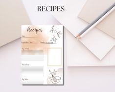 Recipe Page, Recipe Book Template, Printable Recipe Page, A4, Recipe Card, Recipe Journal, Modern Recipe Book Template, Digital Download - Etsy Recipe Planner, Joy Of Cooking, Recipe Collection