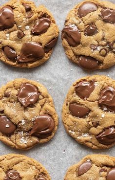 chocolate chip cookies with sea salt on top