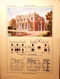 an old house with plans for the front and side walls, including two stories on each floor