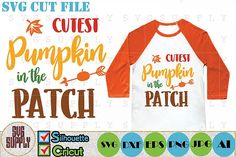 a white and orange shirt with the words pumpkin in the patch on it