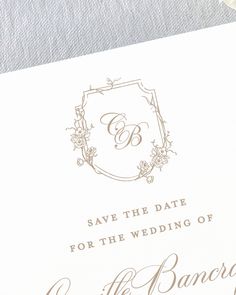 a wedding card with the initials on it