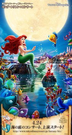 the little mermaid movie poster with ariel and flounds