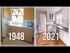 before and after pictures of kitchen remodeling in the same room as they are now