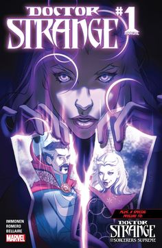 the cover to doctor strange, featuring two women and one man with their hands in front of