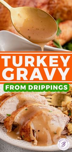 turkey gravy from drippings on a white plate