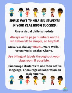 a poster with the words, simple ways to help students in your classroom