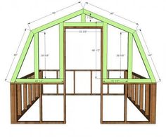 the roof section of a shed with measurements