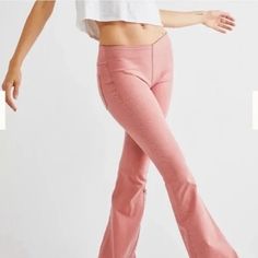 Brand New We The Free Flare Jeans/Pants Bell Bottoms Retro Size 26/4 But Will Fit A Size 28/6 See Measurements In Photo Free People, Anthropologie, Pink, Barbie, Barbiecore, Bell Bottoms, Cotton, Spring, Summer, Light, Stretch, 27/4/29/8, Nordstrom, 60’s, 70’s Fall High Waist Fitted Yoga Pants, Fitted High Waist Yoga Pants For Fall, Trendy Tight Pink Pants, High Waist Stretch Cotton Leggings, High-rise Stretch Cotton Pants, Pink Stretch Cotton Pants, Fitted Mid-rise Cotton Pants, Tight Casual Summer Bottoms, Spring Tight Pink Pants