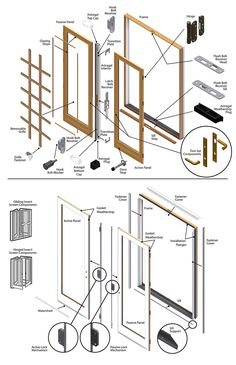 an image of the parts of a window and door frame diagram with instructions on how to install it