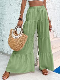 Unleash your inner free spirit with our Boho Ruffled Hem Wide Leg Pants! The flowy and comfortable design will keep you cool and stylish, while the ruffled hem adds a touch of bohemian charm. Perfect for any occasion, these pants will bring out your unique and adventurous side. 100% Polyester Brand Size Dress Bust Waist Hip XS 0-2 31-32.5'' 23-24'' 31-34" S 4--6 33-35'' 25-26'' 35-37" M 8--10 35-36'' 27-28'' 38-39" L 12--14 38-40'' 29-31'' 40-42" XL 14-16 40-42'' 33.5-36'' 44-46" 2XL 18-20 42-44 Beige Boho, Winter Knit Hats, Comfortable Design, Boot Accessories, Black Ruffle, Keep Your Cool, Winter Knits, Sunglass Frames, Free Spirit