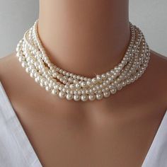 9 Beautiful Pearl Choker Necklace Designs Necklace Photoshoot, Pearl Necklace Bridal, Multi Strand Pearl Necklace, Layered Pearl Necklace, Choker Necklace Designs, Bridal Pearl Necklace, Floating Necklace