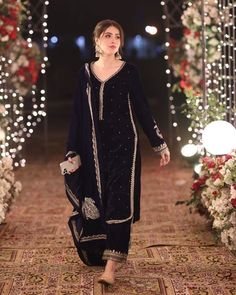 Kurta with Trouser nd dupatta  will be made  on u r order Velvet Suit Aesthetic, Black Velvet Suits Women Indian, Black Punjabi Suit Simple, Black Punjabi Suit Party Wear, Black Desi Aesthetic, Velvet Punjabi Suits Party Wear, Long Kurti Designs Unique, Black Punjabi Suit, Velvet Suit Design