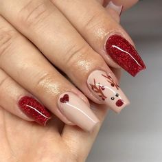 Frosted Rudolph Nails, Reigndeer Nails, Rudolf Christmas Nails, Christmas Nails Red Reindeer, Cristhmas Nails, Rudolf Nails, Short Halloween Nails Acrylic, Christmassy Nails, Nails Short Halloween