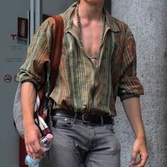 Men’s Queer Fashion, Queer Masc Summer Fashion, Eclectic Male Fashion, Transmasculine Fashion, Mens Fashion Bohemian, Casual Male Outfit, European Street Fashion, Style Comfortable, Mens Linen