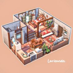 the floor plan of a house with furniture and decor