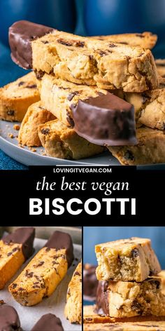 the best vegan biscotti cookies are stacked on top of each other