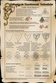 an old paper with some writing on it and symbols in the middle, including celtic knotwork